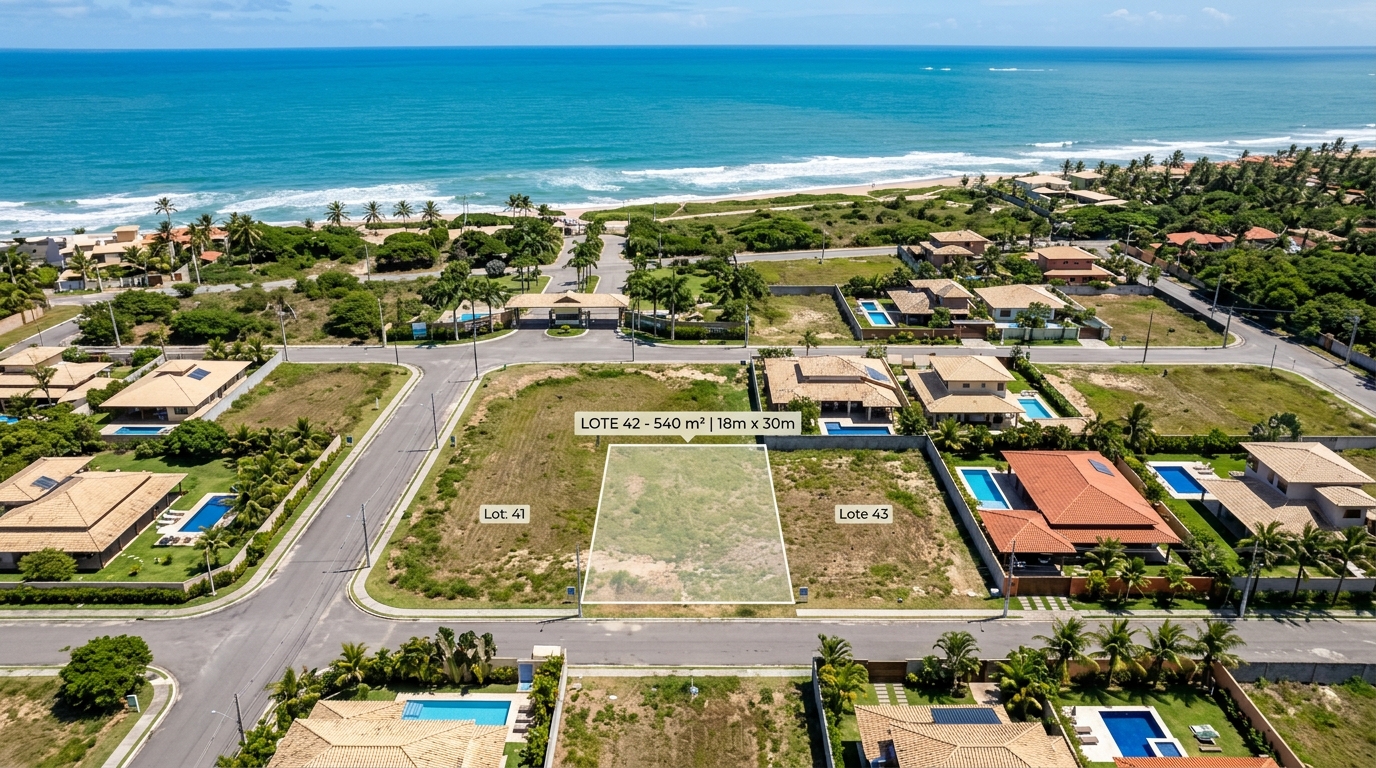 Terreno plano em condomínio residencial em Guarajuba
